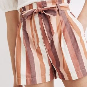 Madewell Paper Bag Shorts in Rainbow Stripe
